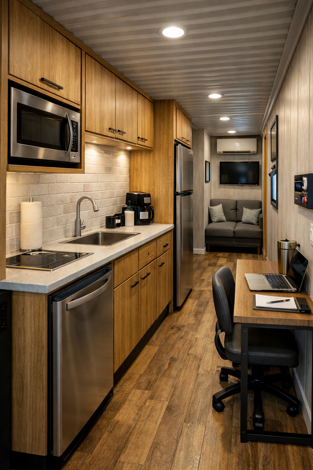 Full kitchen with premium appliances and workstation